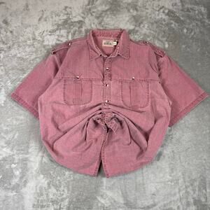 Vintage Oversized 90s Redhead Mens Size XXL Short Sleeve Button Down Shirt Red